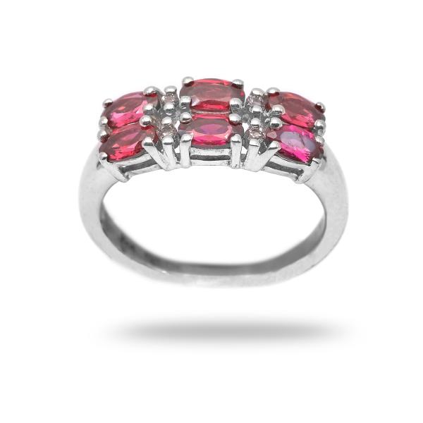 Bague rhodolite, topaze argent Cerise